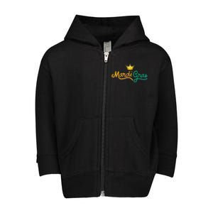 Mardi Gras Crown Celebration Toddler Zip Fleece Hoodie