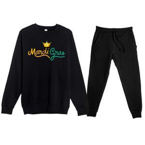 Mardi Gras Crown Celebration Premium Crewneck Sweatsuit Set