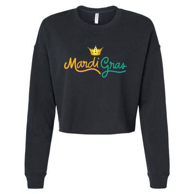 Mardi Gras Crown Celebration Cropped Pullover Crew