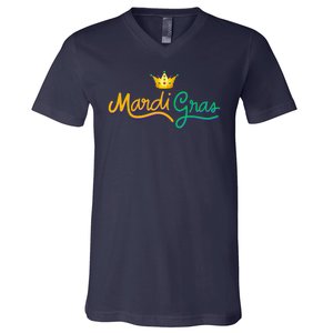 Mardi Gras Crown Celebration V-Neck T-Shirt