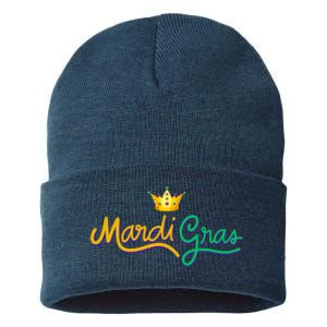 Mardi Gras Crown Celebration Sustainable Knit Beanie