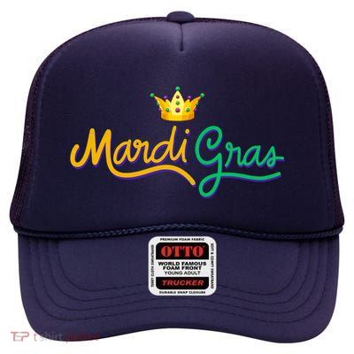 Mardi Gras Crown Celebration High Crown Mesh Back Trucker Hat