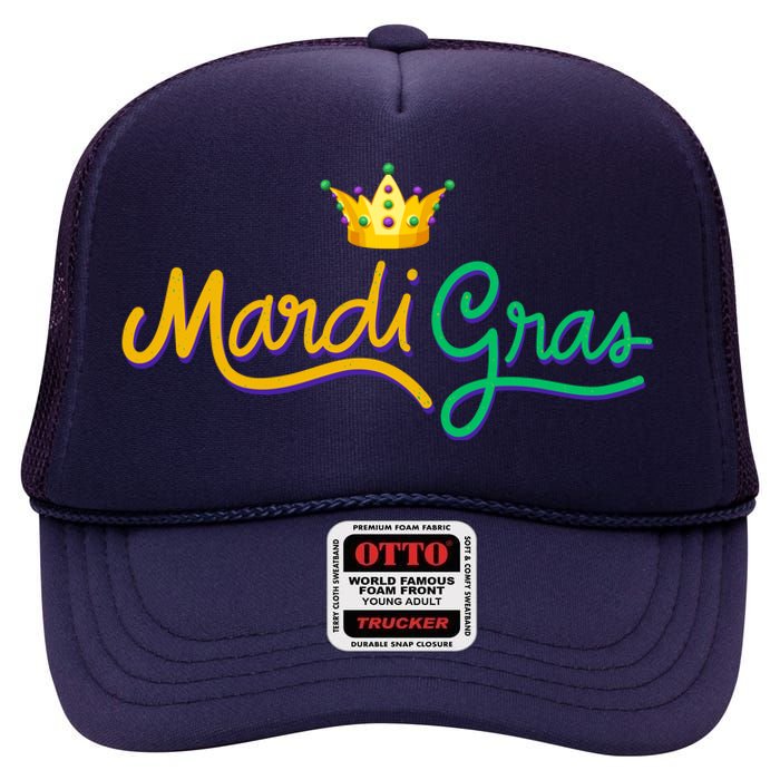 Mardi Gras Crown Celebration High Crown Mesh Back Trucker Hat