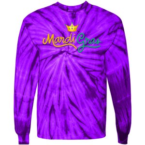 Mardi Gras Crown Celebration Tie-Dye Long Sleeve Shirt