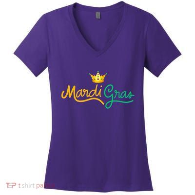 Mardi Gras Crown Celebration Women's V-Neck T-Shirt