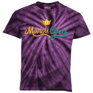 Mardi Gras Crown Celebration Kids Tie-Dye T-Shirt