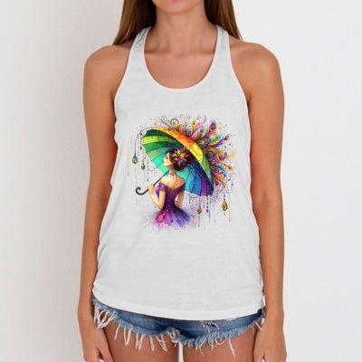 Mardi Gras Celebration Women's Knotted Racerback Tank