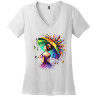 Mardi Gras Celebration Women's V-Neck T-Shirt