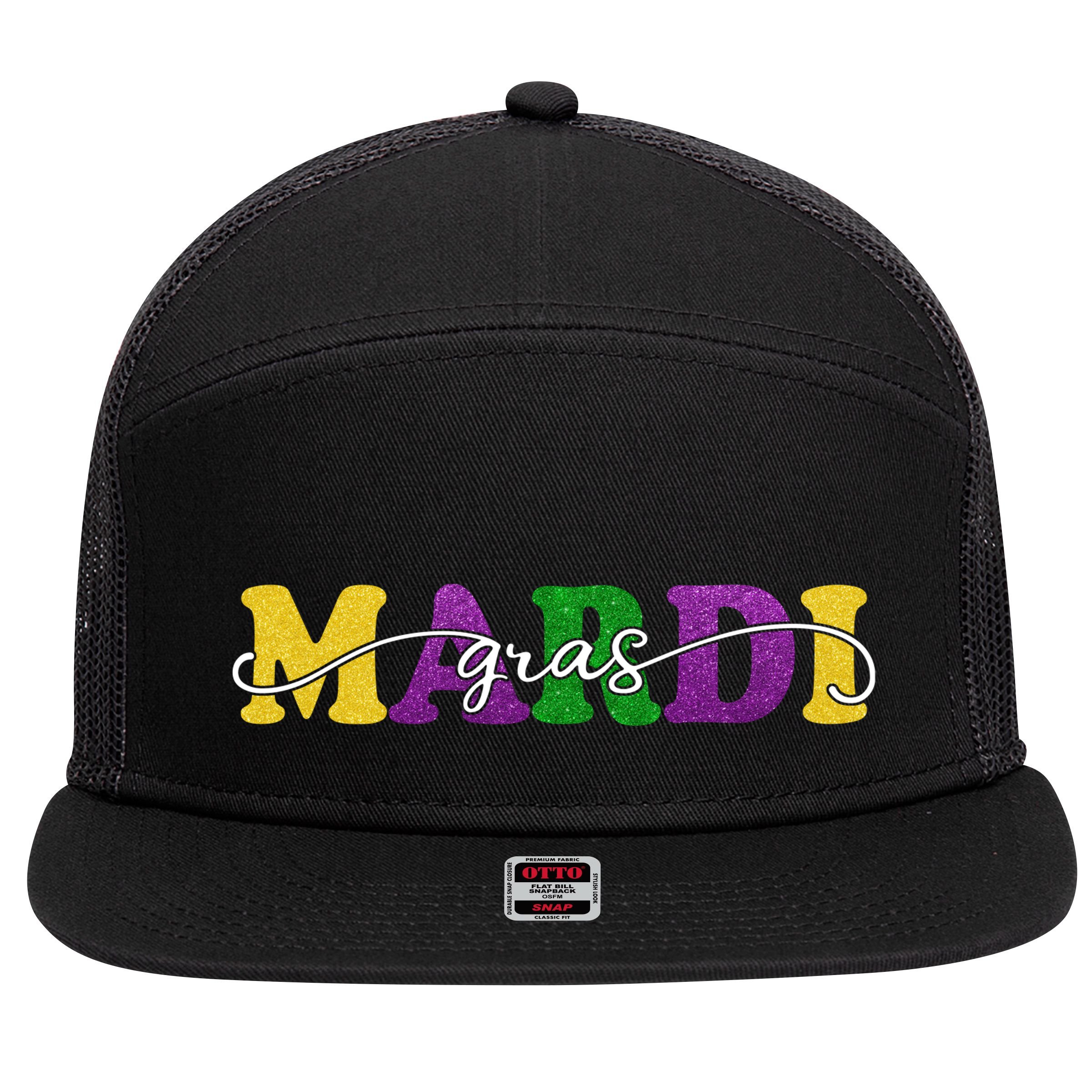 Mardi Gras Celebration Festive 7 Panel Mesh Trucker Snapback Hat