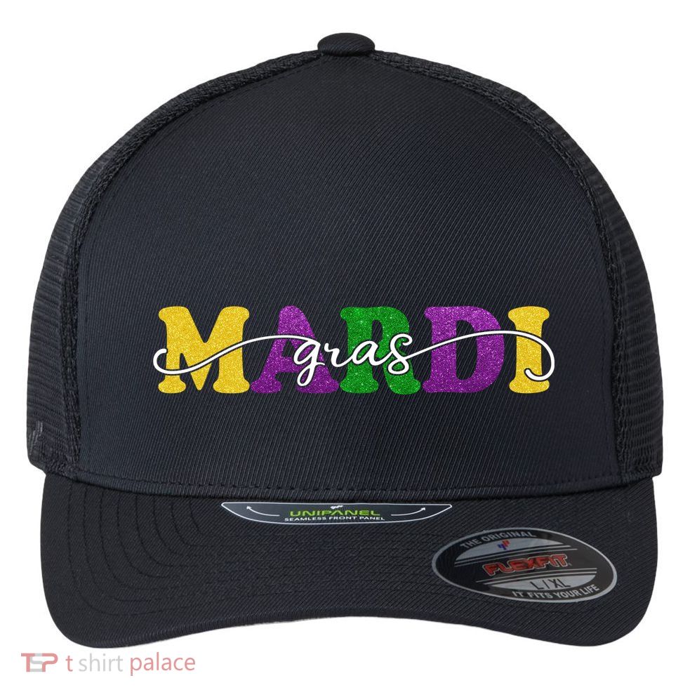 Mardi Gras Celebration Festive Flexfit Unipanel Trucker Cap