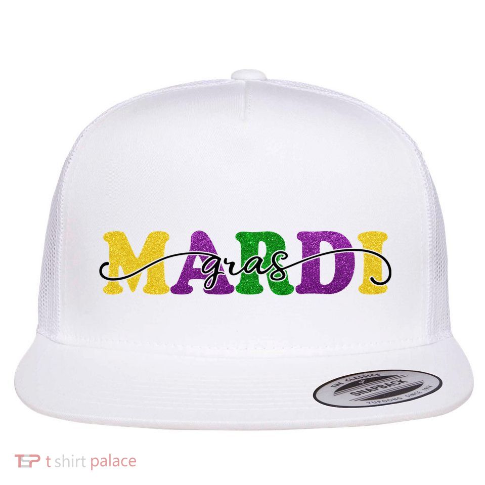 Mardi Gras Celebration Festive Flat Bill Trucker Hat