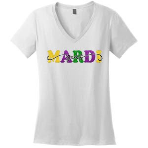 Mardi Gras Celebration Festive Women's V-Neck T-Shirt