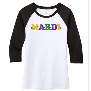 Mardi Gras Celebration Festive Women's Tri-Blend 3/4-Sleeve Raglan Shirt