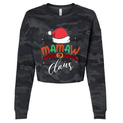 Mamaw Grandma Claus Santa Christmas Family Matching Funny Gift Cropped Pullover Crew