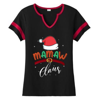 Mamaw Grandma Claus Santa Christmas Family Matching Funny Gift Ladies Halftime Notch Neck Tee