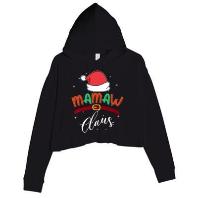 Mamaw Grandma Claus Santa Christmas Family Matching Funny Gift Crop Fleece Hoodie