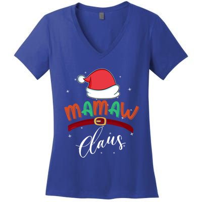 Mamaw Grandma Claus Santa Christmas Family Matching Funny Gift Women's V-Neck T-Shirt