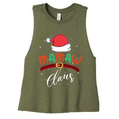 Mamaw Grandma Claus Santa Christmas Family Matching Funny Gift Women's Racerback Cropped Tank