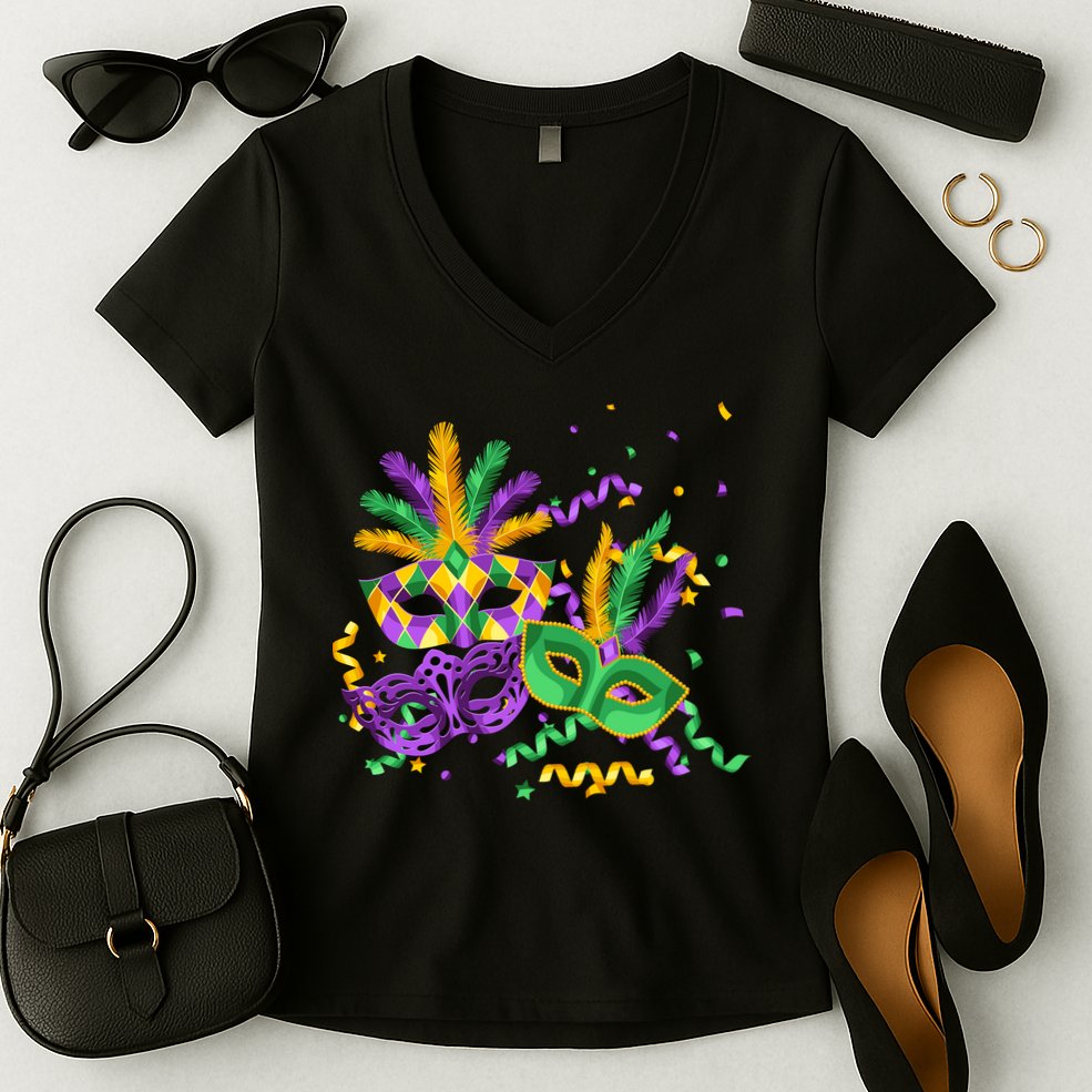 Mardi Gras Carnival New Orleans Celebration Women's V-Neck T-Shirt