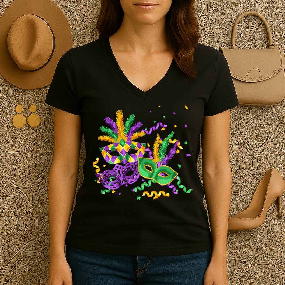 Mardi Gras Carnival New Orleans Celebration Women's V-Neck T-Shirt