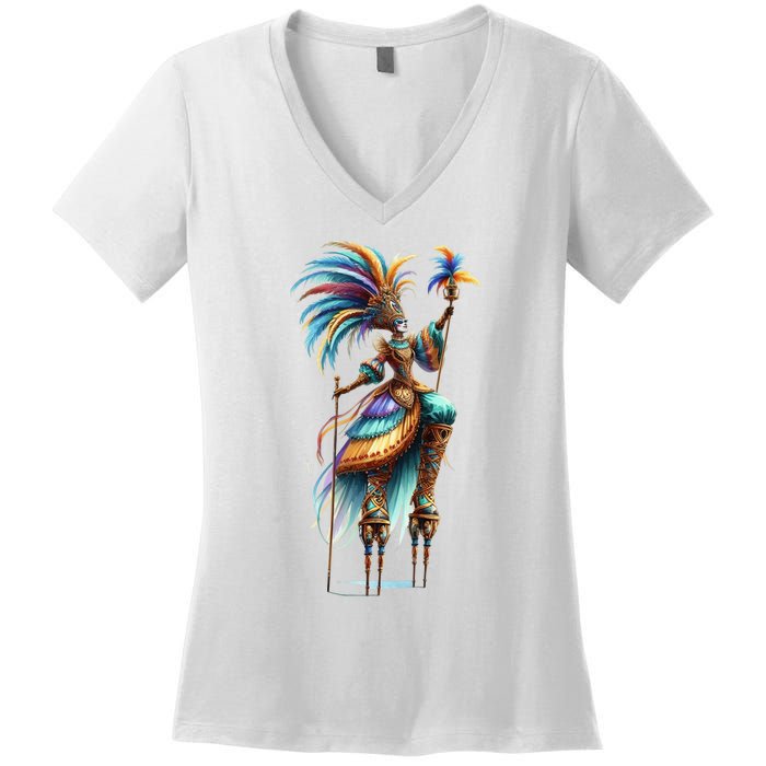 Mardi Gras Celebration Women's V-Neck T-Shirt