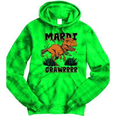 Mardi Gras Dinosaur Celebration Tie Dye Hoodie