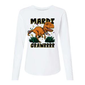 Mardi Gras Dinosaur Celebration Womens Cotton Relaxed Long Sleeve T-Shirt