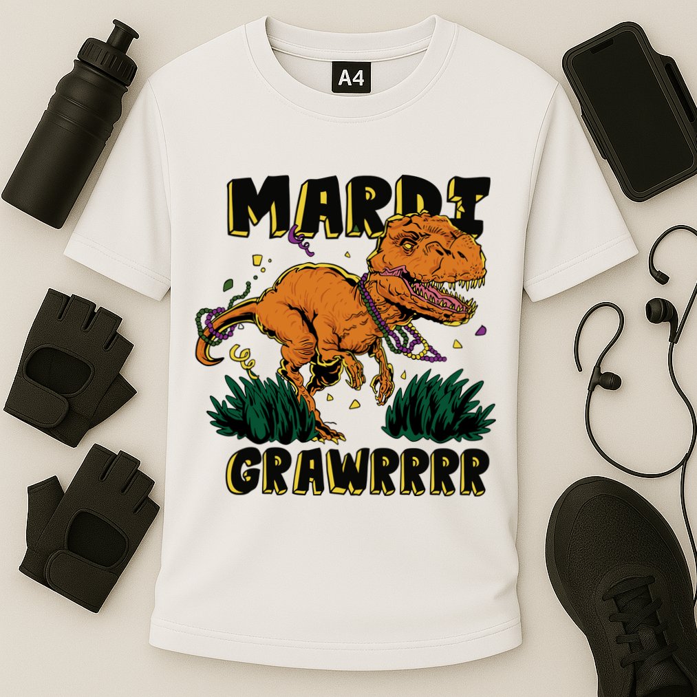 Mardi Gras Dinosaur Celebration Cooling Performance Crew T-Shirt