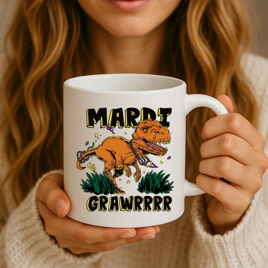 Mardi Gras Dinosaur Celebration Mug
