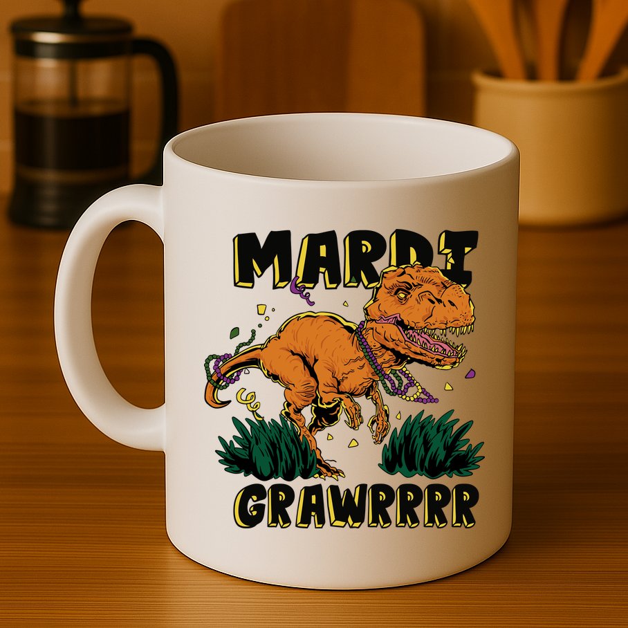 Mardi Gras Dinosaur Celebration Mug