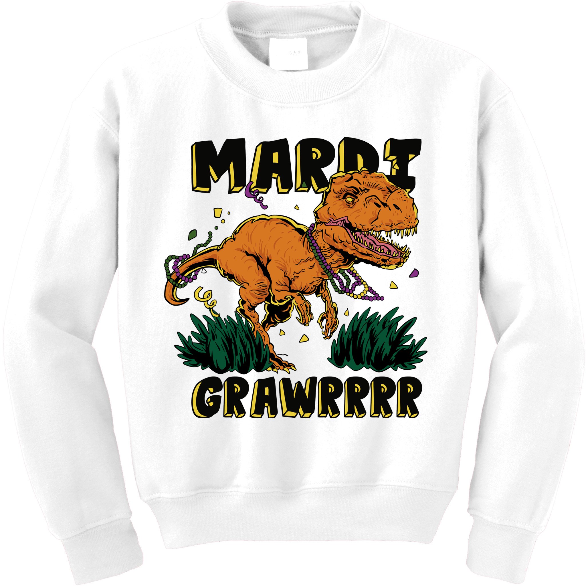 Mardi Gras Dinosaur Celebration Kids Sweatshirt