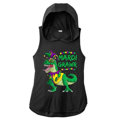 Mardi Grawr Dino Jester Outfit, Mardi Gras T Rex Kids Boys Ladies PosiCharge Tri-Blend Wicking Draft Hoodie Tank