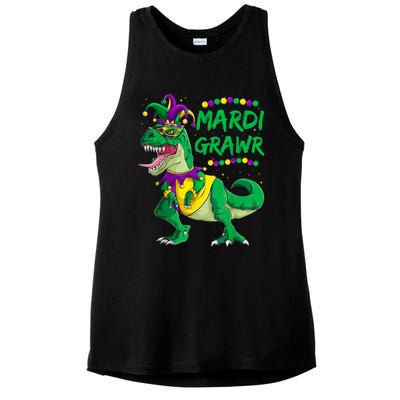 Mardi Grawr Dino Jester Outfit, Mardi Gras T Rex Kids Boys Ladies PosiCharge Tri-Blend Wicking Tank