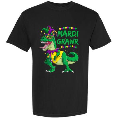 Mardi Grawr Dino Jester Outfit, Mardi Gras T Rex Kids Boys Garment-Dyed Heavyweight T-Shirt