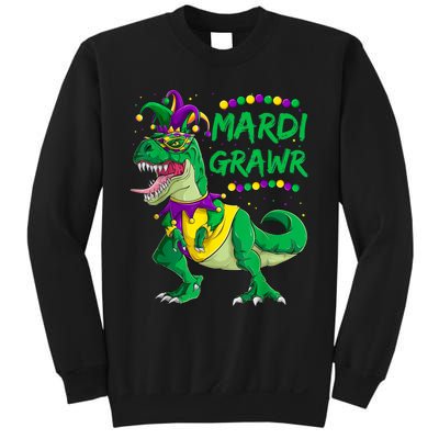 Mardi Grawr Dino Jester Outfit, Mardi Gras T Rex Kids Boys Sweatshirt