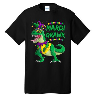 Mardi Grawr Dino Jester Outfit, Mardi Gras T Rex Kids Boys Tall T-Shirt