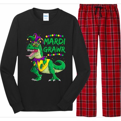 Mardi Grawr Dino Jester Outfit, Mardi Gras T Rex Kids Boys Long Sleeve Pajama Set