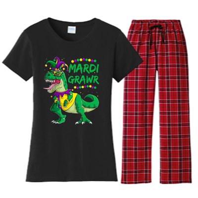 Mardi Grawr Dino Jester Outfit, Mardi Gras T Rex Kids Boys Women's Flannel Pajama Set