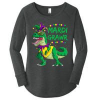 Mardi Grawr Dino Jester Outfit, Mardi Gras T Rex Kids Boys Women's Perfect Tri Tunic Long Sleeve Shirt