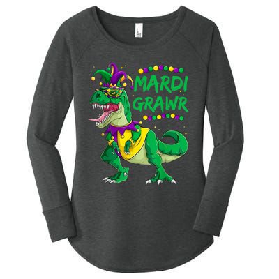 Mardi Grawr Dino Jester Outfit, Mardi Gras T Rex Kids Boys Women's Perfect Tri Tunic Long Sleeve Shirt