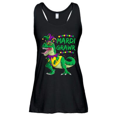 Mardi Grawr Dino Jester Outfit, Mardi Gras T Rex Kids Boys Ladies Essential Flowy Tank