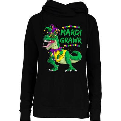 Mardi Grawr Dino Jester Outfit, Mardi Gras T Rex Kids Boys Womens Funnel Neck Pullover Hood