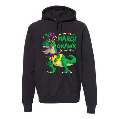 Mardi Grawr Dino Jester Outfit, Mardi Gras T Rex Kids Boys Premium Hoodie