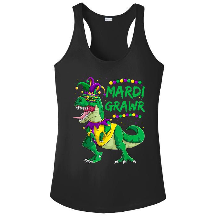 Mardi Grawr Dino Jester Outfit, Mardi Gras T Rex Kids Boys Ladies PosiCharge Competitor Racerback Tank