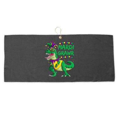 Mardi Grawr Dino Jester Outfit, Mardi Gras T Rex Kids Boys Large Microfiber Waffle Golf Towel