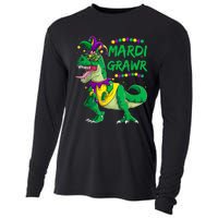 Mardi Grawr Dino Jester Outfit, Mardi Gras T Rex Kids Boys Cooling Performance Long Sleeve Crew