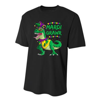 Mardi Grawr Dino Jester Outfit, Mardi Gras T Rex Kids Boys Youth Performance Sprint T-Shirt