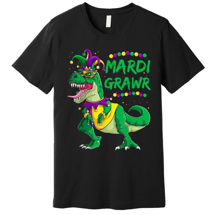 Mardi Grawr Dino Jester Outfit, Mardi Gras T Rex Kids Boys Premium T-Shirt