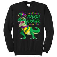 Mardi Grawr Dino Jester Outfit, Mardi Gras T Rex Kids Boys Tall Sweatshirt