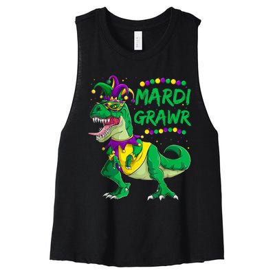 Mardi Grawr Dino Jester Outfit, Mardi Gras T Rex Kids Boys Women's Racerback Cropped Tank